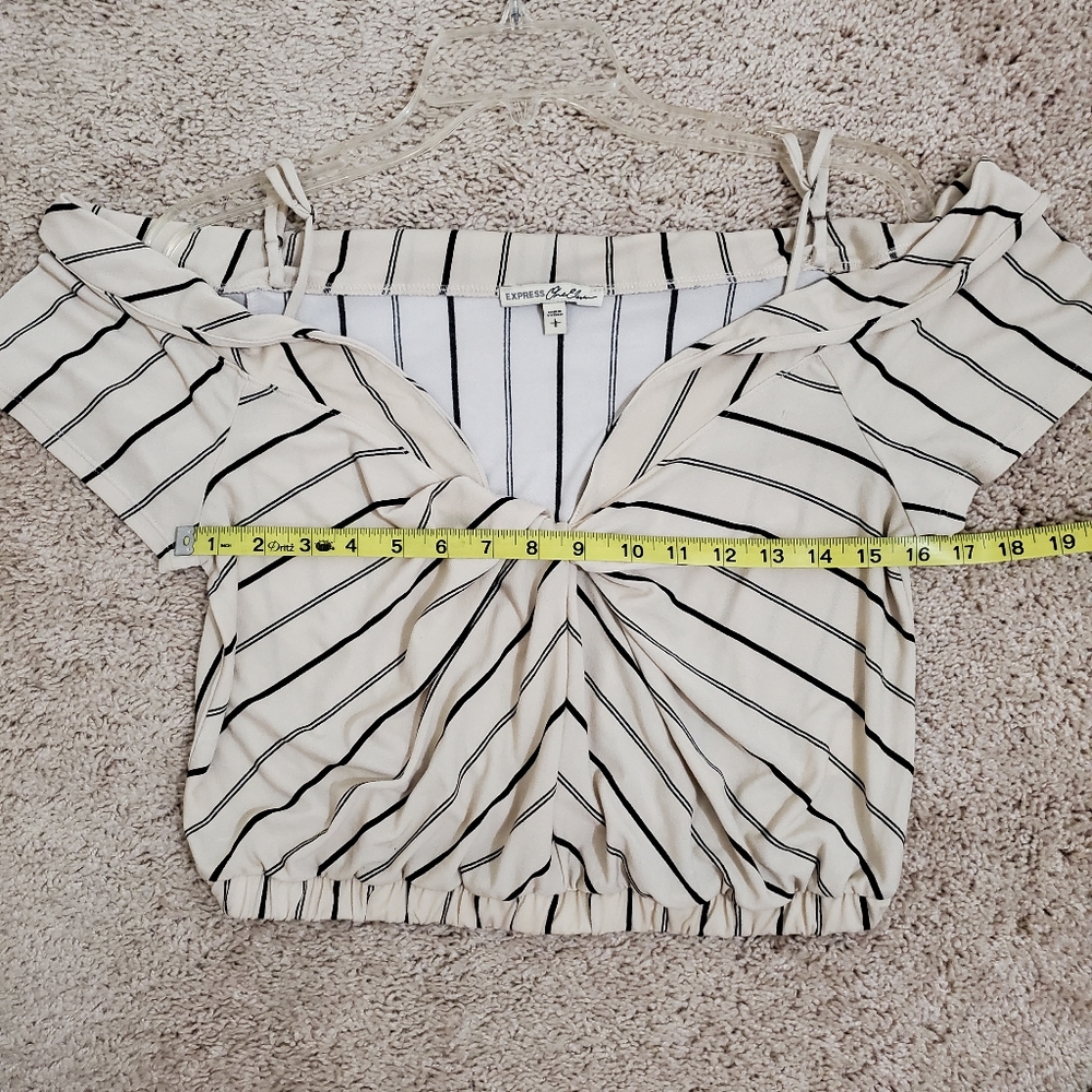 Express One Eleven Stripped Off The Shoulder Top Size Large. - Picture 4 of 5